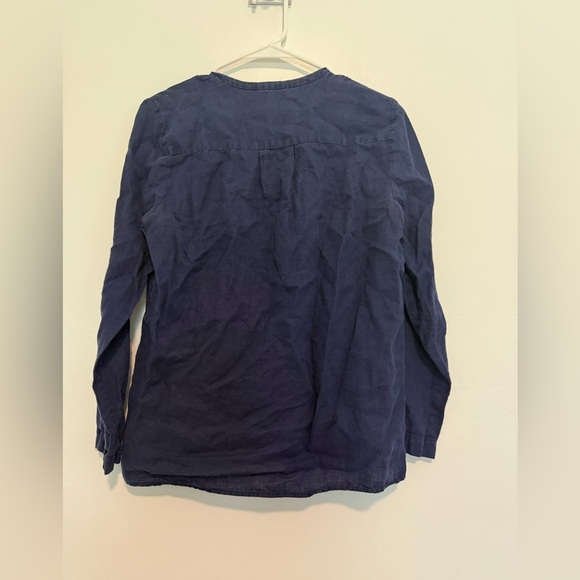 Eileen Fisher Irish Linen Button Down Top PS Blue Beach Coastal - Picture 4 of 4